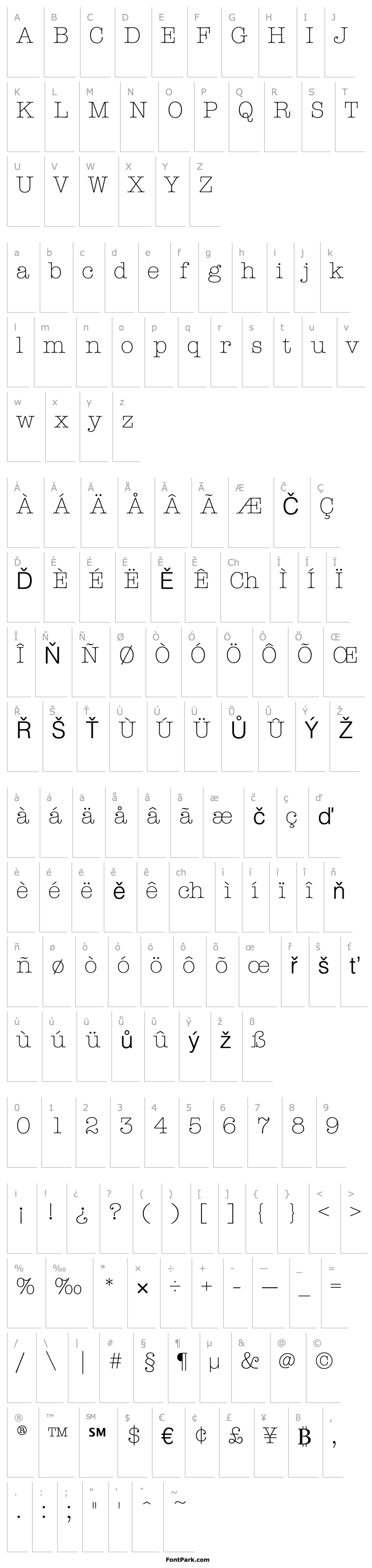 Overview AmTypewriterITCTT Light