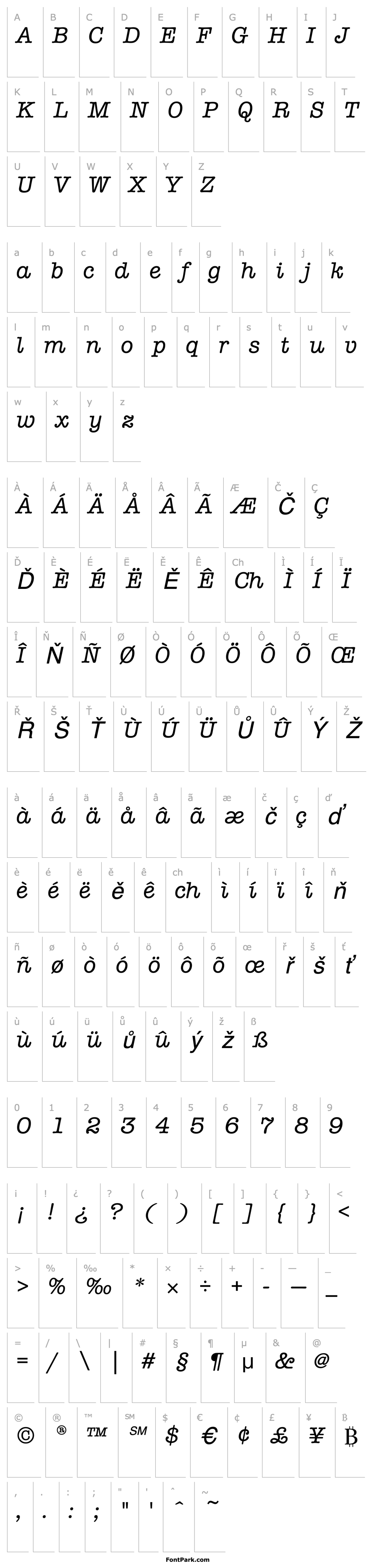 Overview AmTypewriterMdITCTT Italic