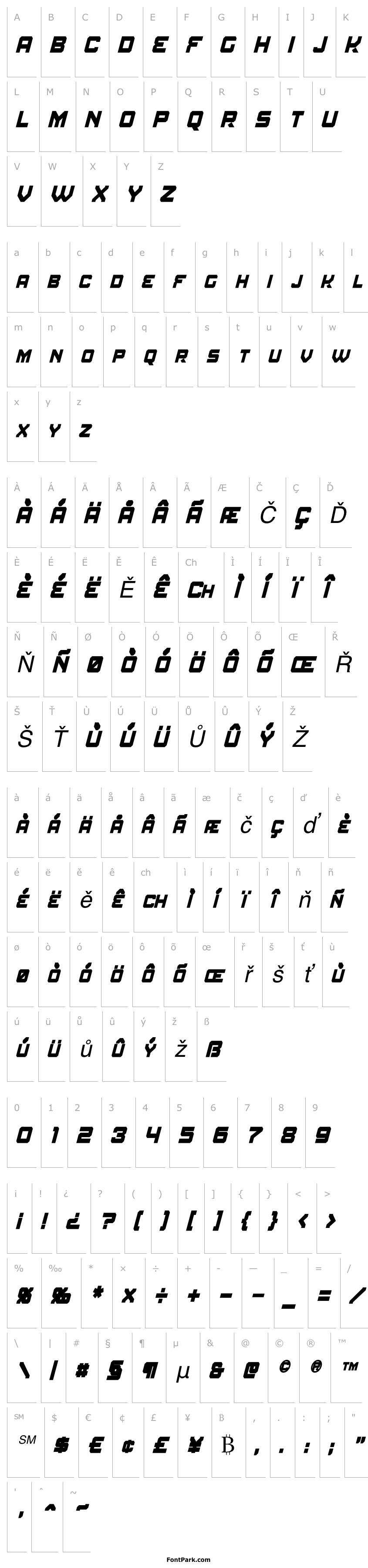 Přehled Amuro Condensed Bold Italic