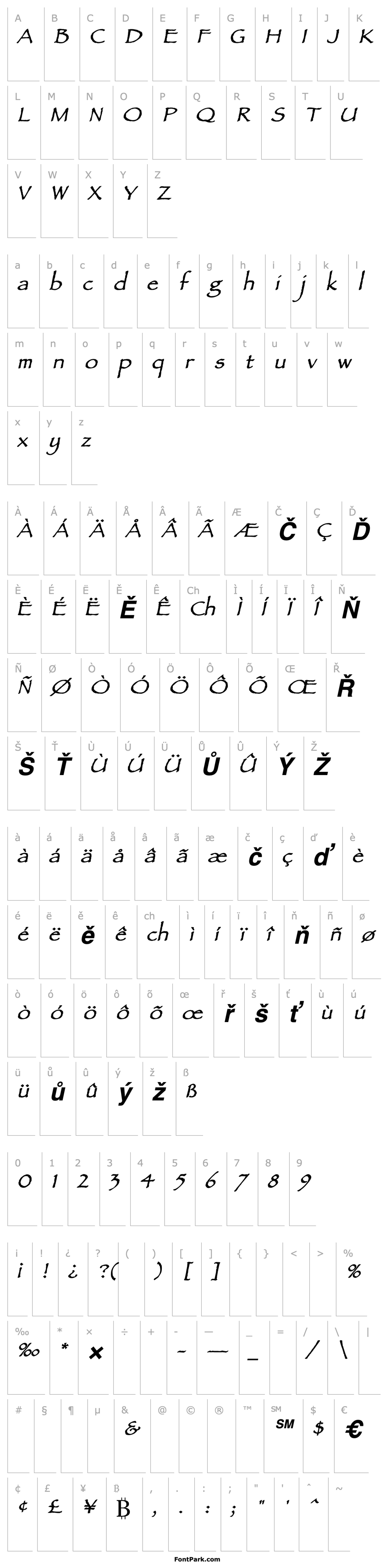 Přehled AncientScript BoldItalic