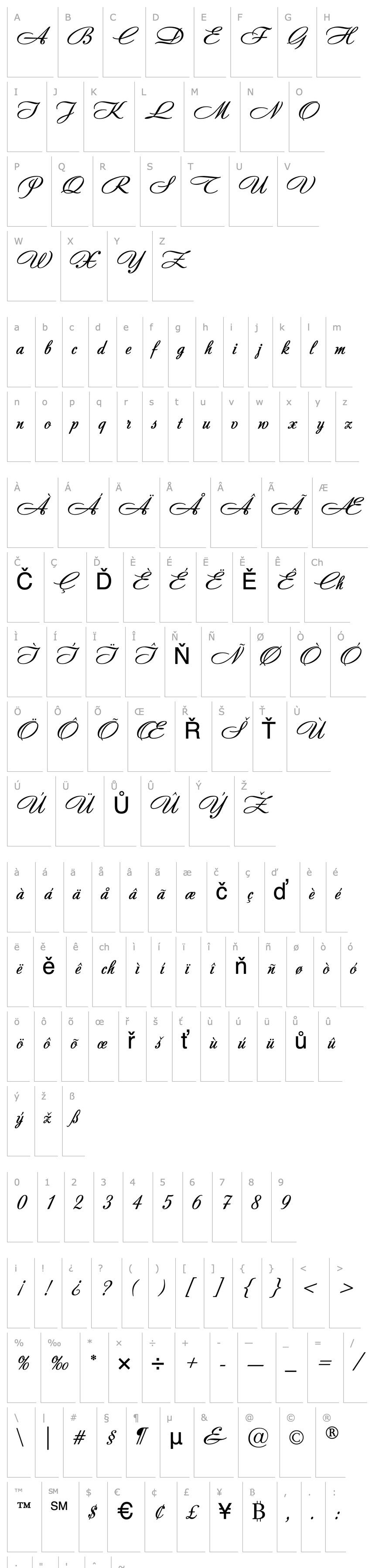 Přehled Andantino script