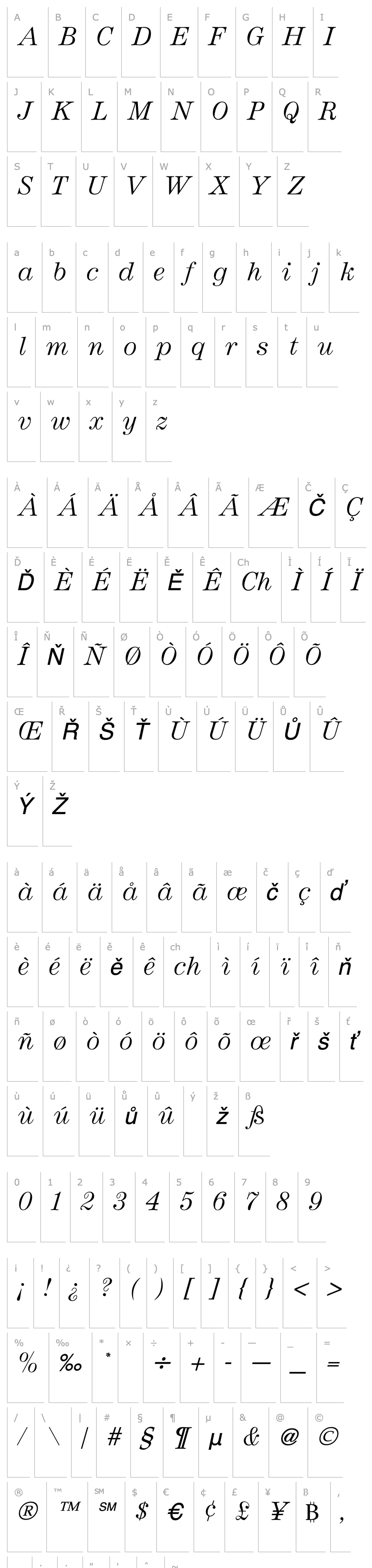 Overview Andrich Minerva Italic