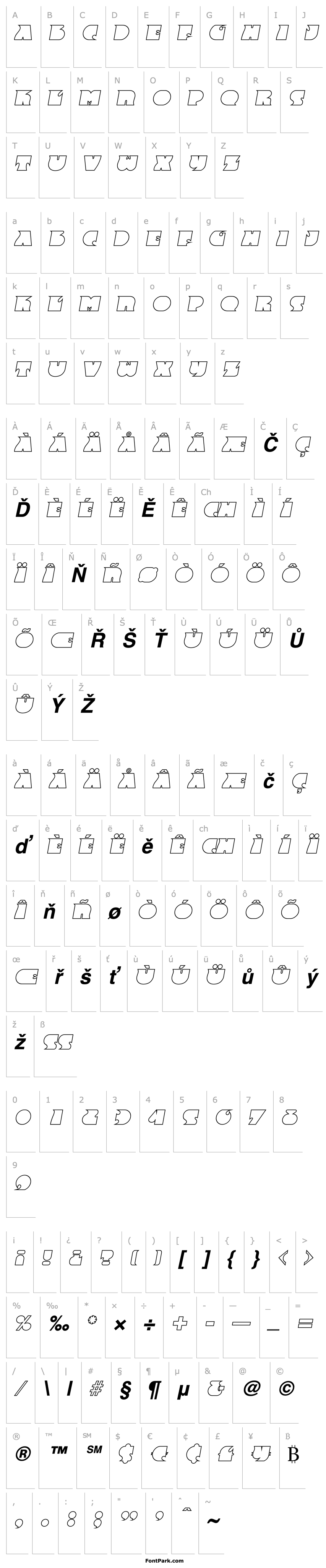 Přehled AngelaBeckerOutline Bold Italic