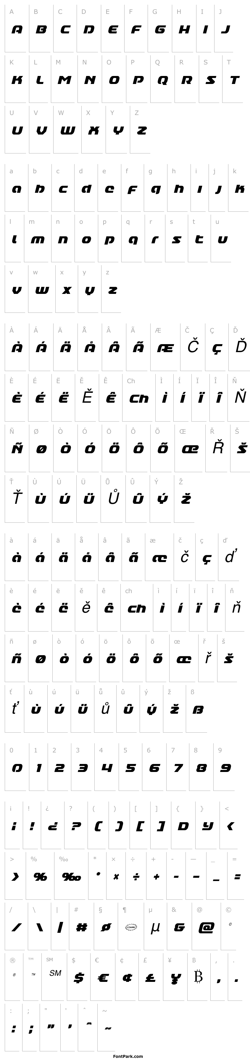 Přehled Annapolis Lower Case Condensed Italic