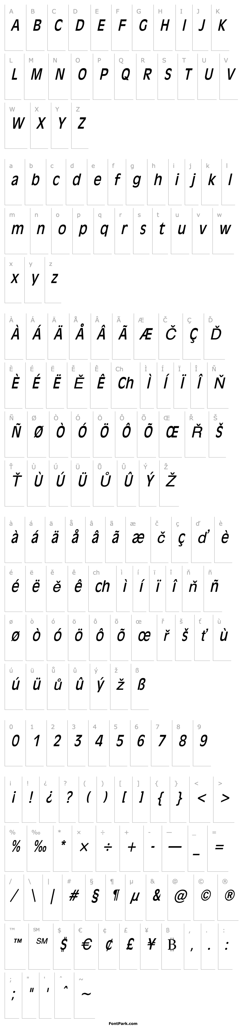 Overview Antiqua 101 Condensed Italic