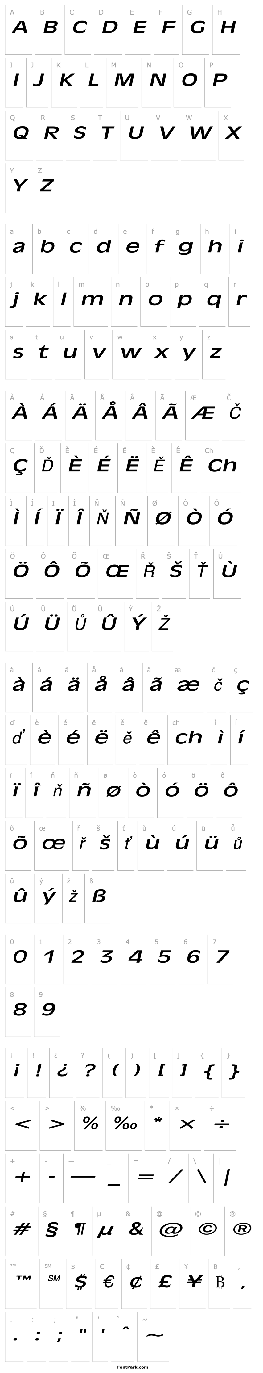 Přehled Antiqua 101 Extended Italic