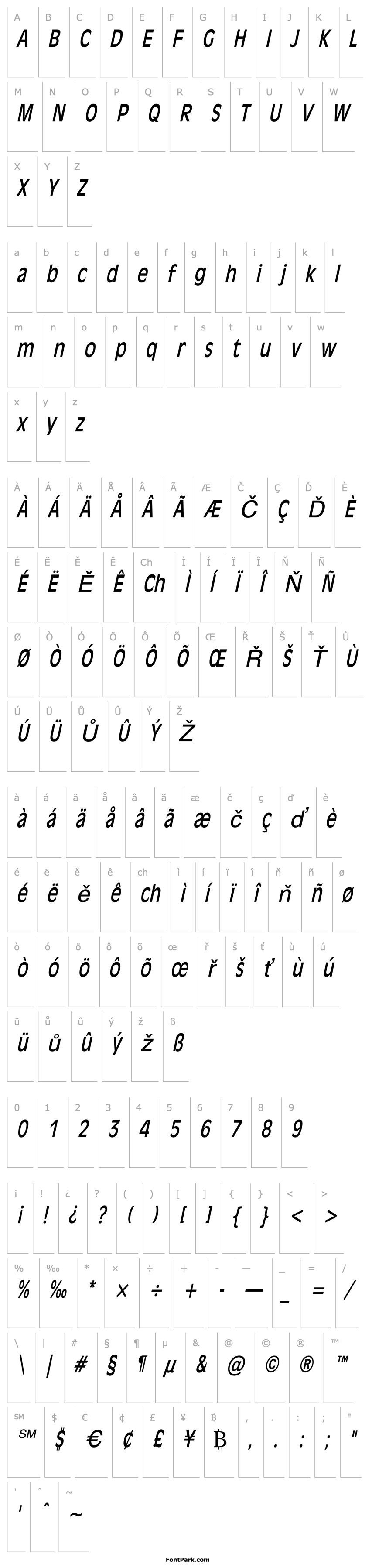 Přehled Antiqua 101 Thin Italic