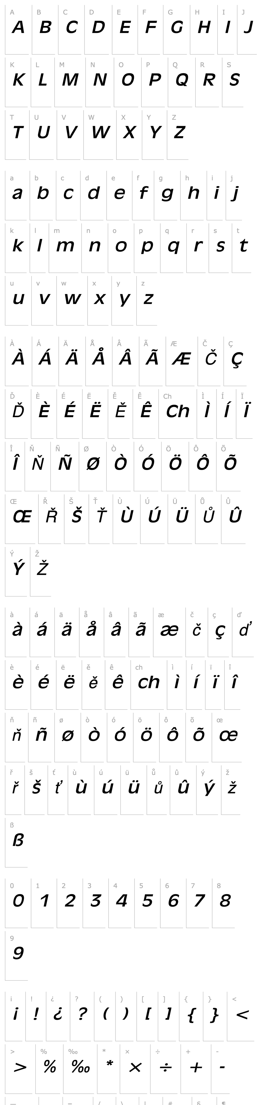 Přehled Antiqua 101 Wide Italic