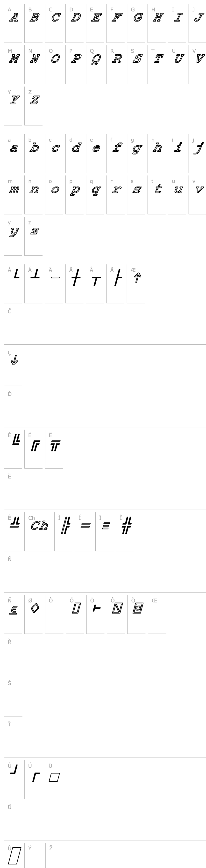 Overview APL-Normal Hollow Expanded Bold Italic