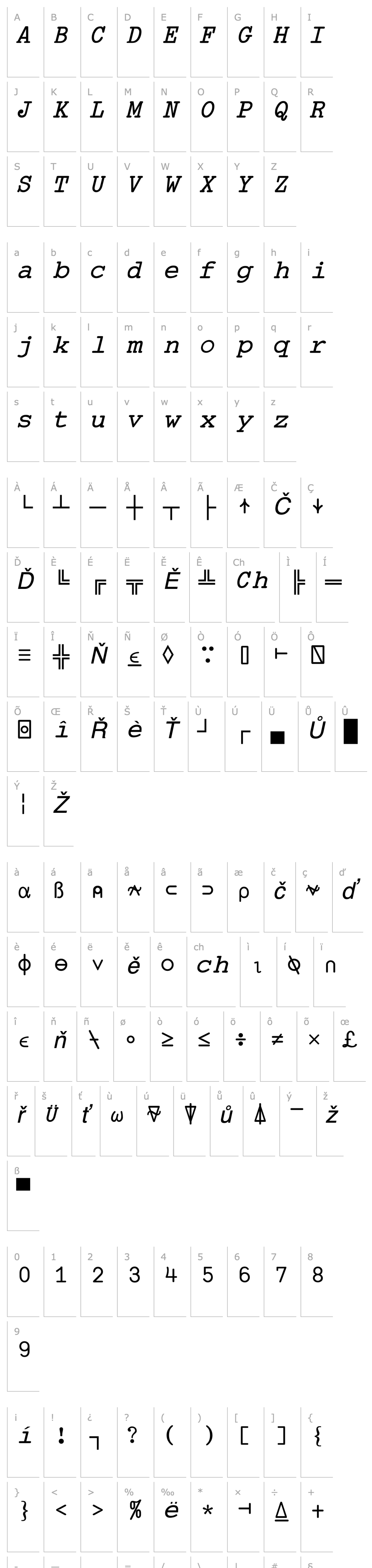 Přehled APL2 Italic