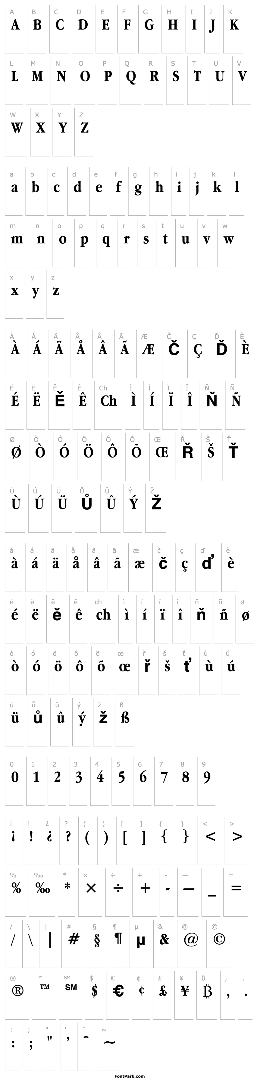 Přehled Apple Garamond Bold BT