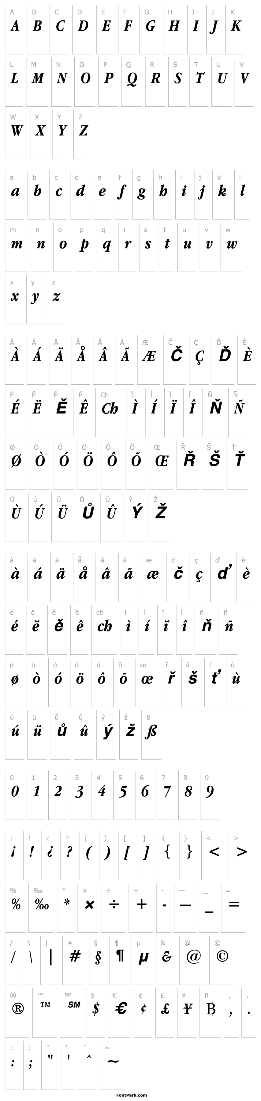 Overview Apple Garamond Bold Italic BT