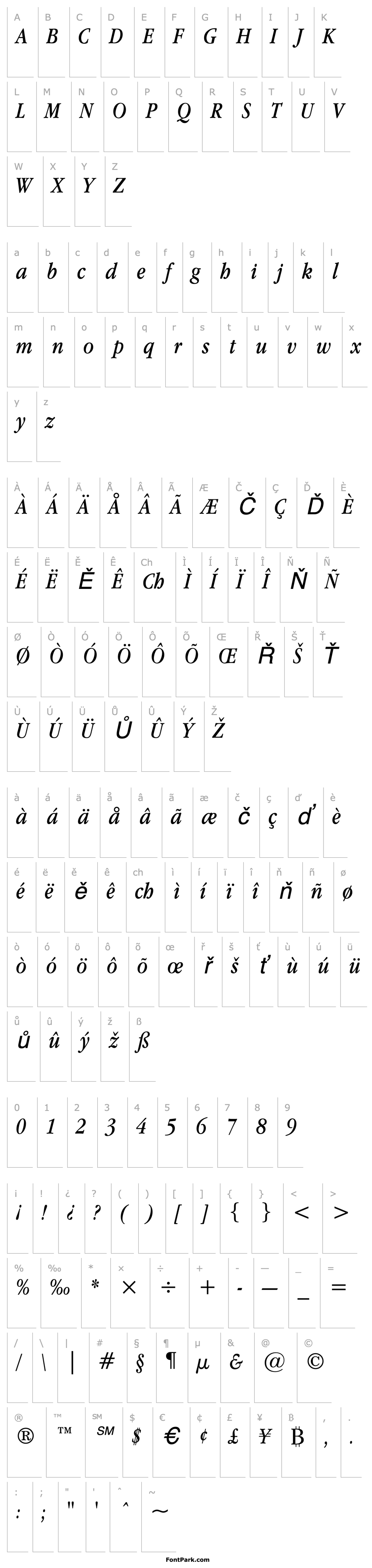 Overview Apple Garamond Italic