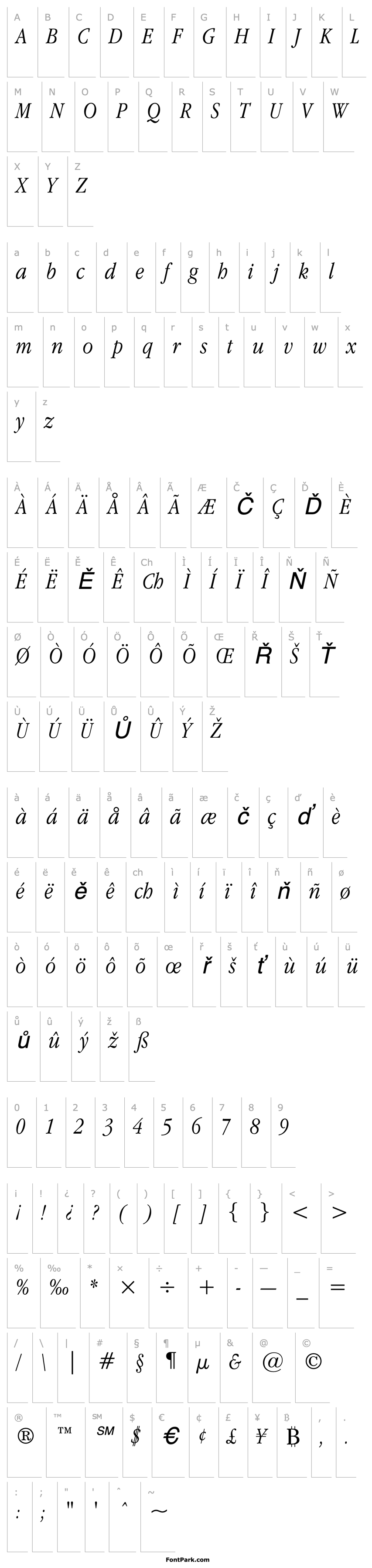 Overview Apple Garamond Light Italic