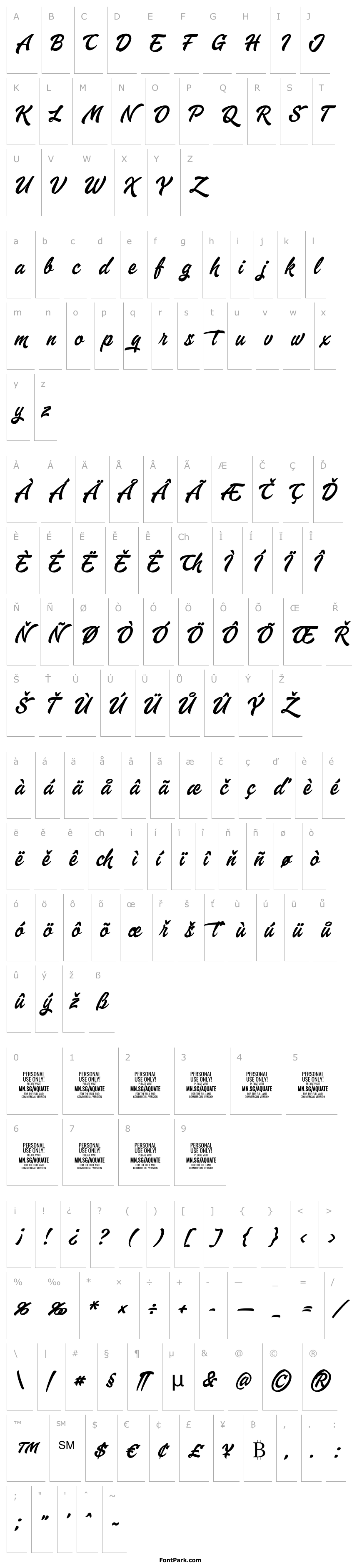Přehled Aquate Script PERSONAL USE ONLY