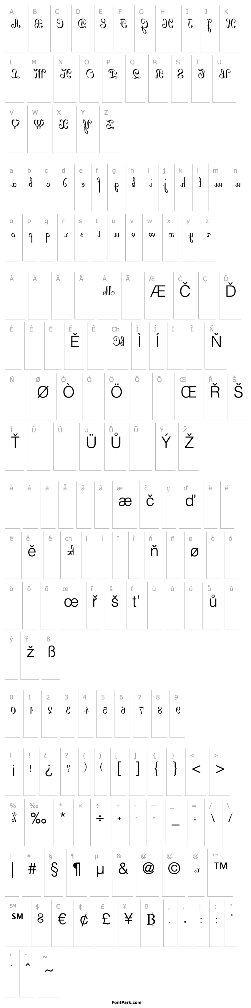 Overview ArabescoScriptSSK backwards