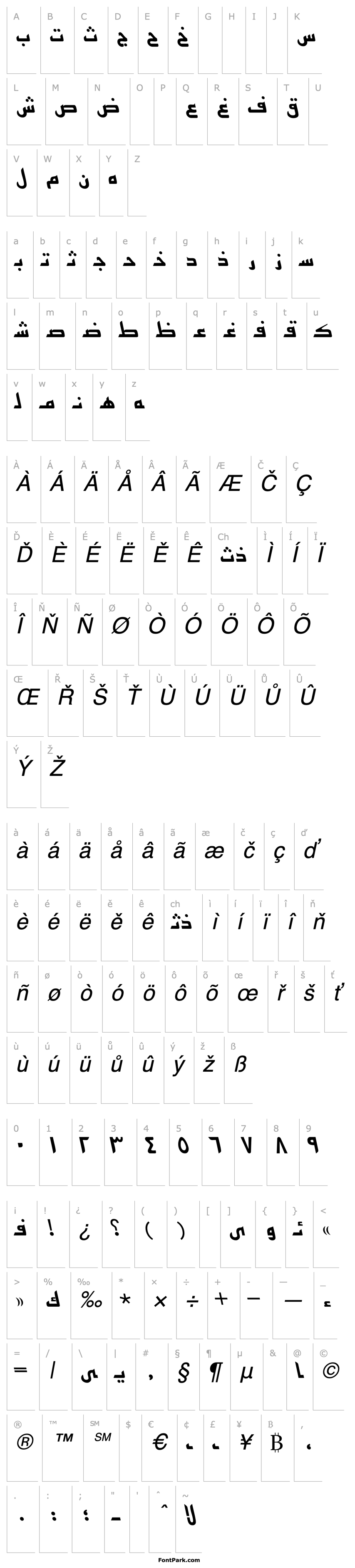 Přehled Arabic7KufiSSK Italic