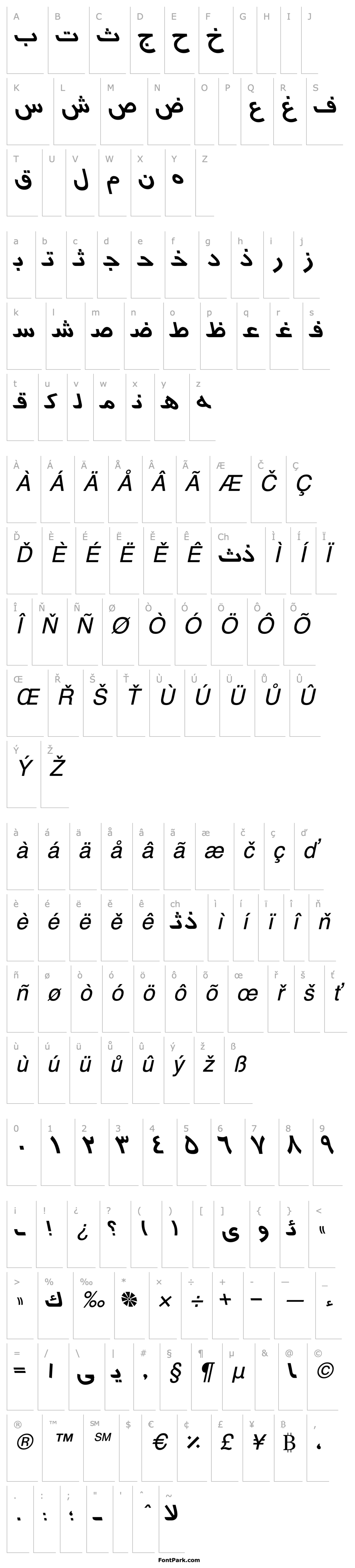 Přehled Arabic7TypewriterSSK Italic