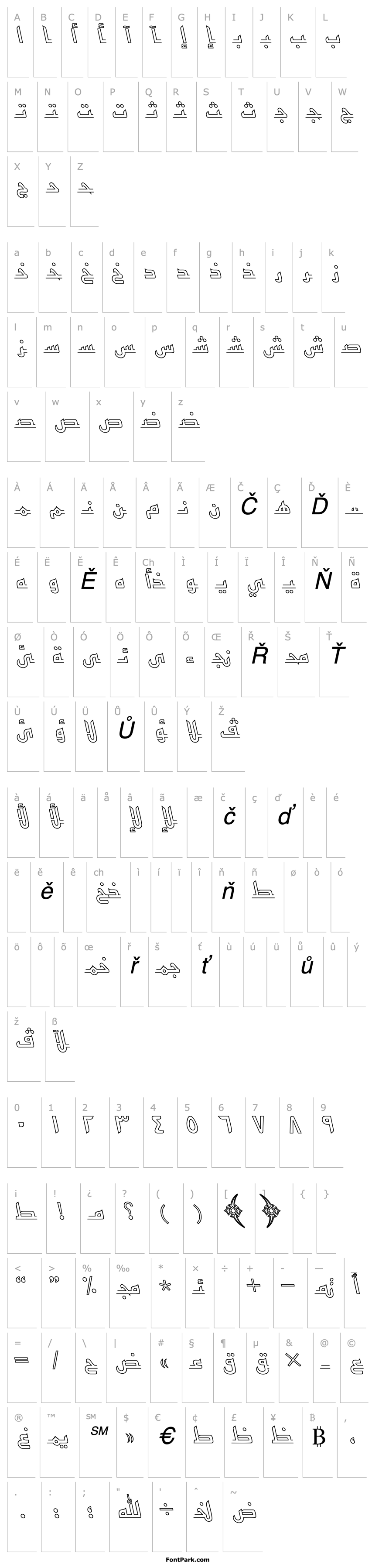 Overview ArabicKufiOutlineSSK Italic