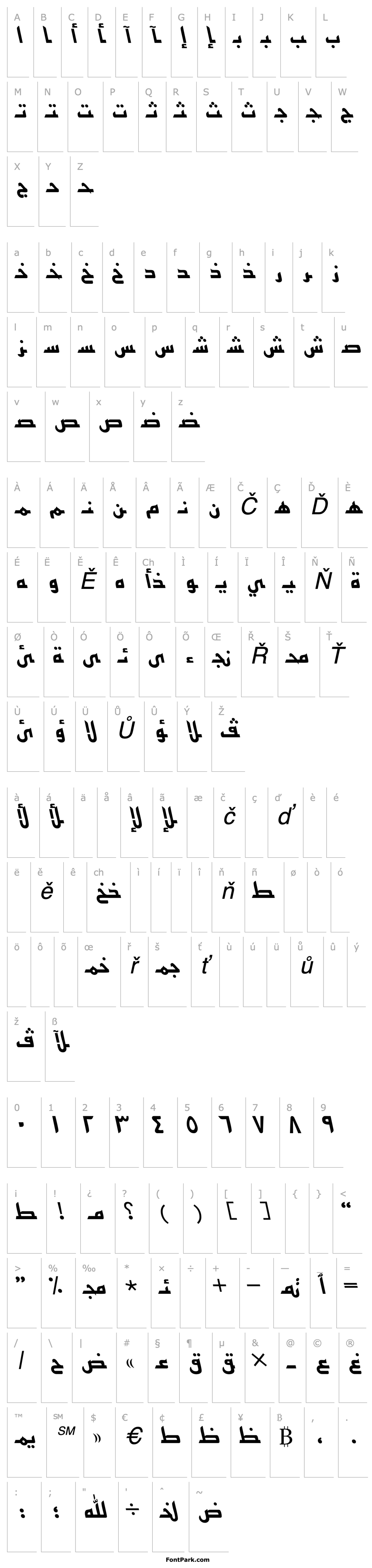 Přehled ArabicKufiSSK Italic