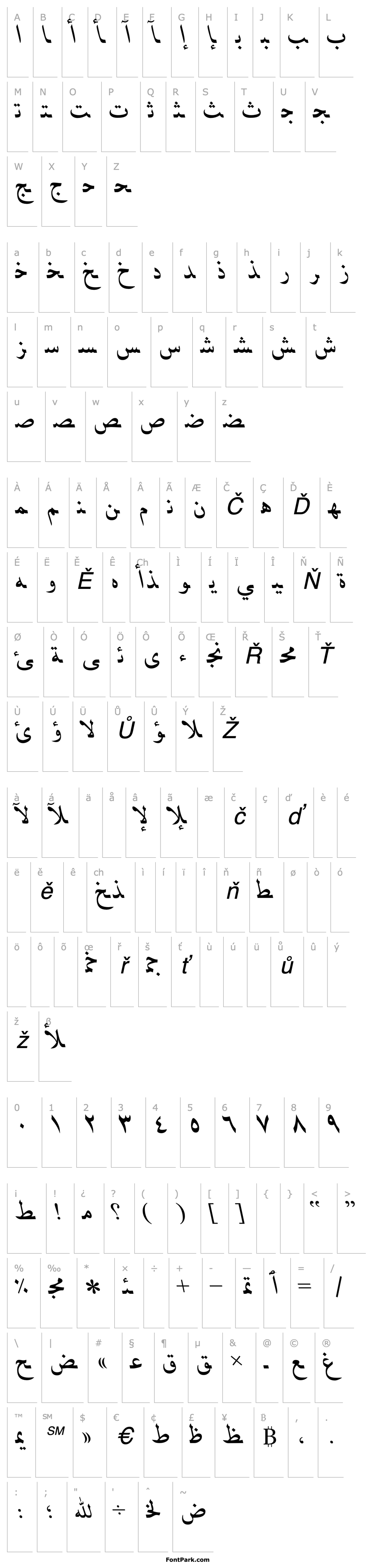 Přehled ArabicNaskhSSK Italic