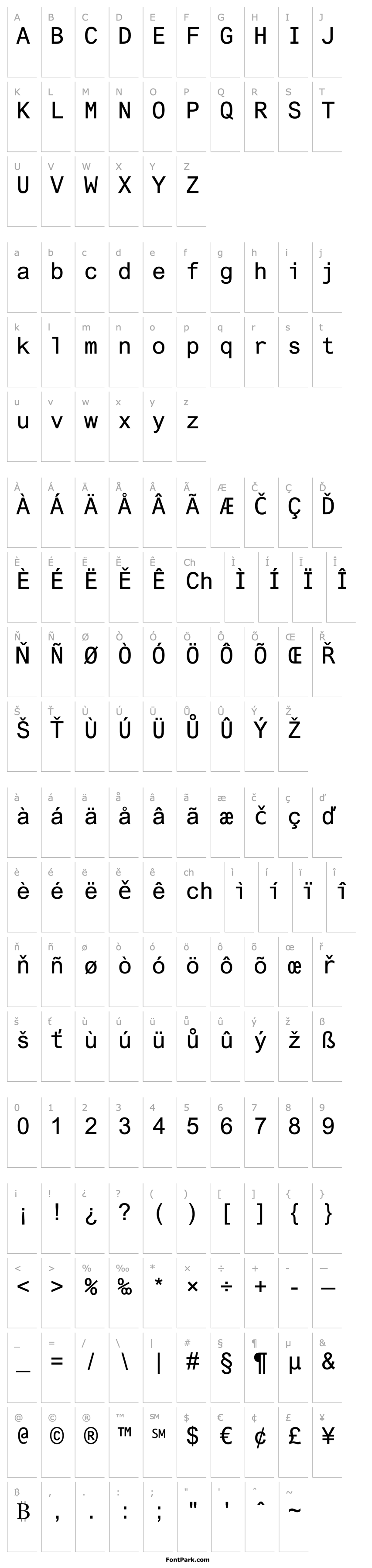 Přehled Arial Monospaced