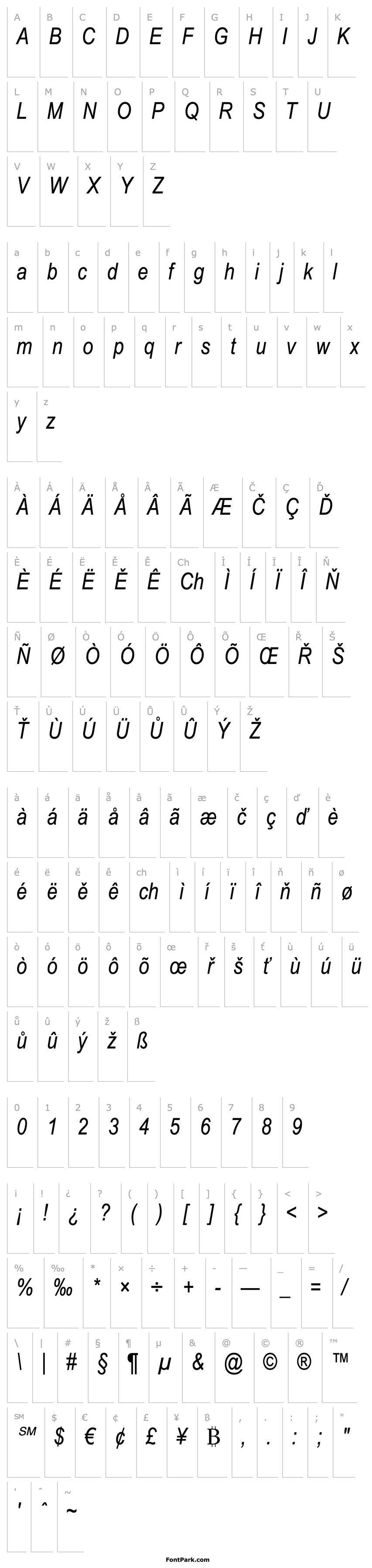 Overview Arial Narrow Italic