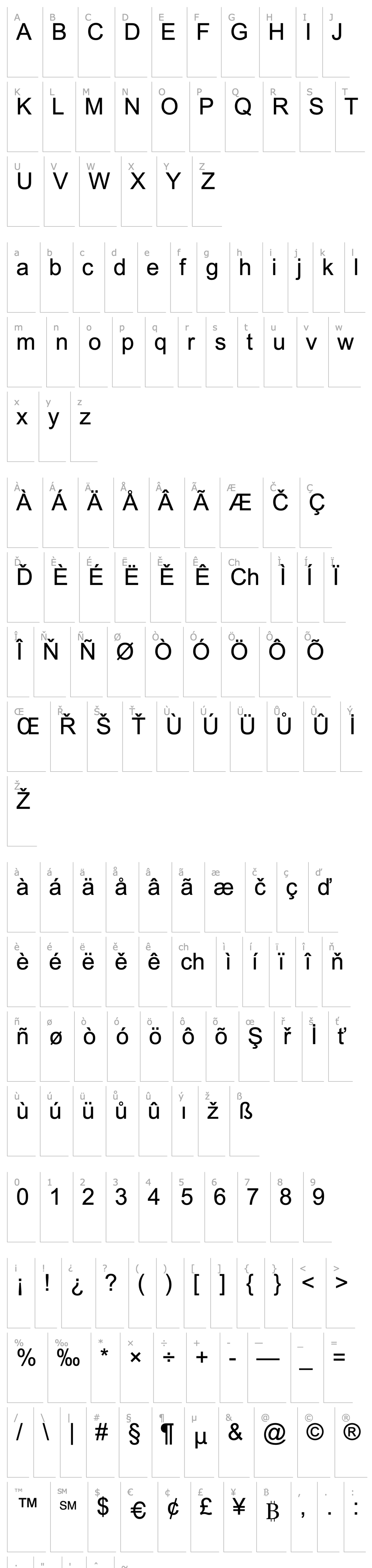 Přehled Arial2 Normal Regular Turkce