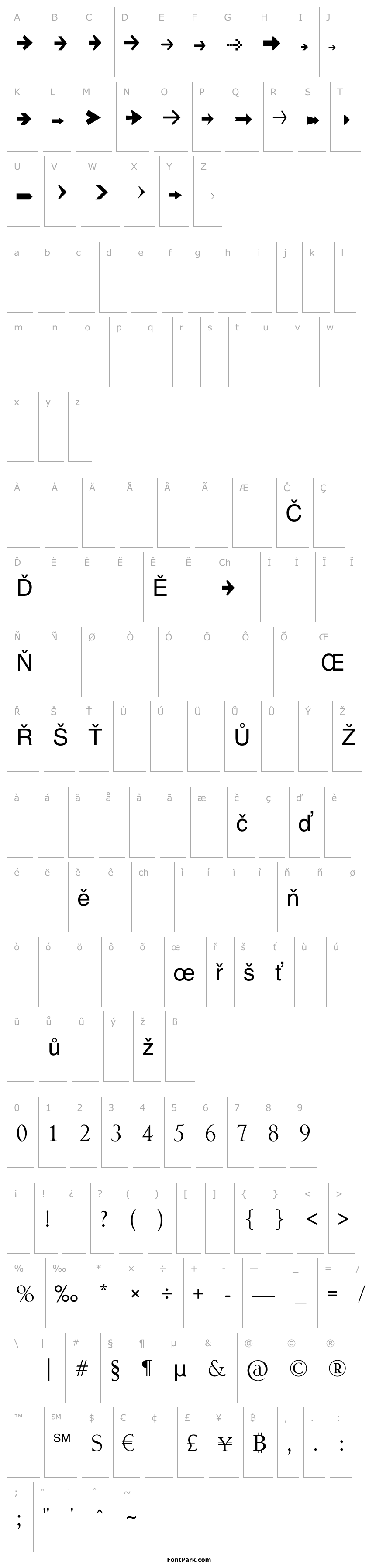 Přehled Arrow Symbols 1