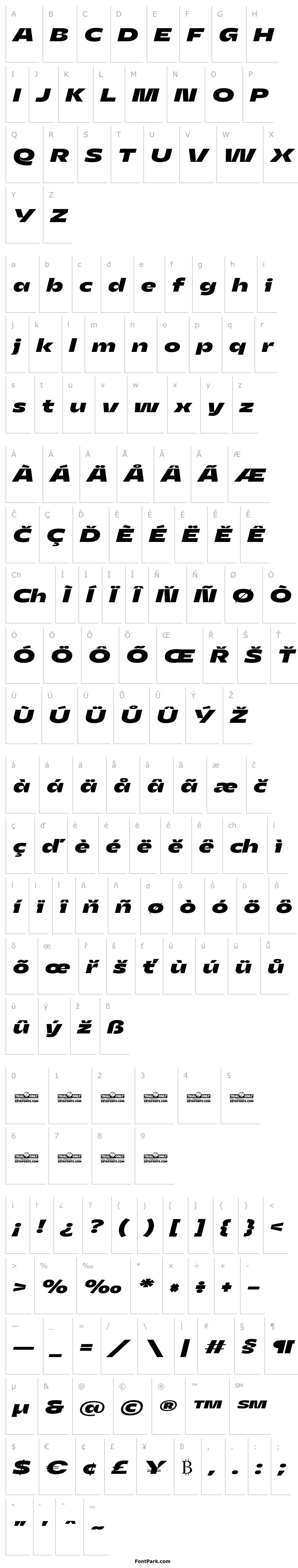 Přehled Asgard Trial Wide Xbold Italic