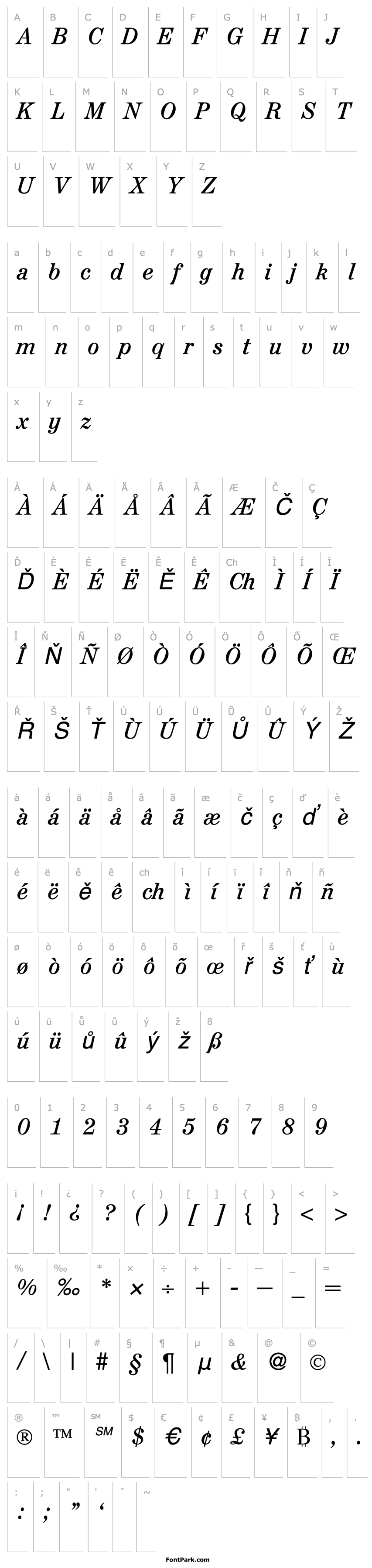 Přehled AugustDB Italic