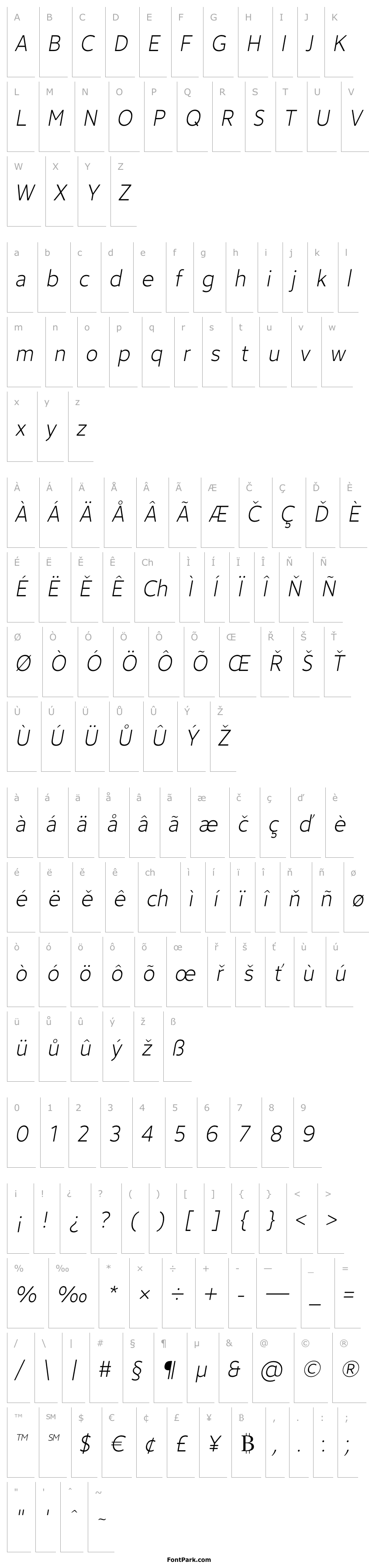 Přehled Avancement 2020 Light Italic