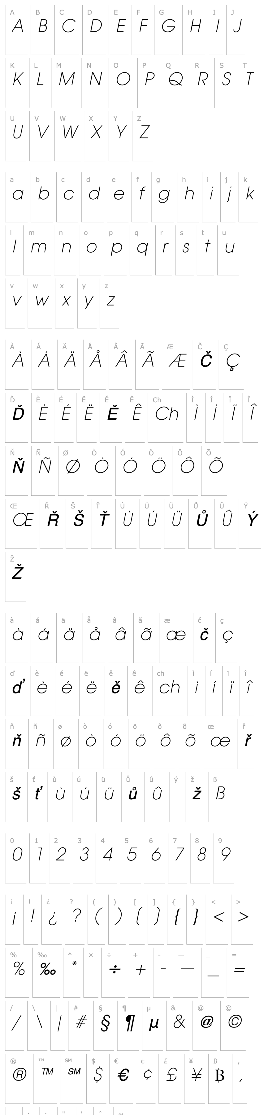 Overview Avant Garde XLight Italic