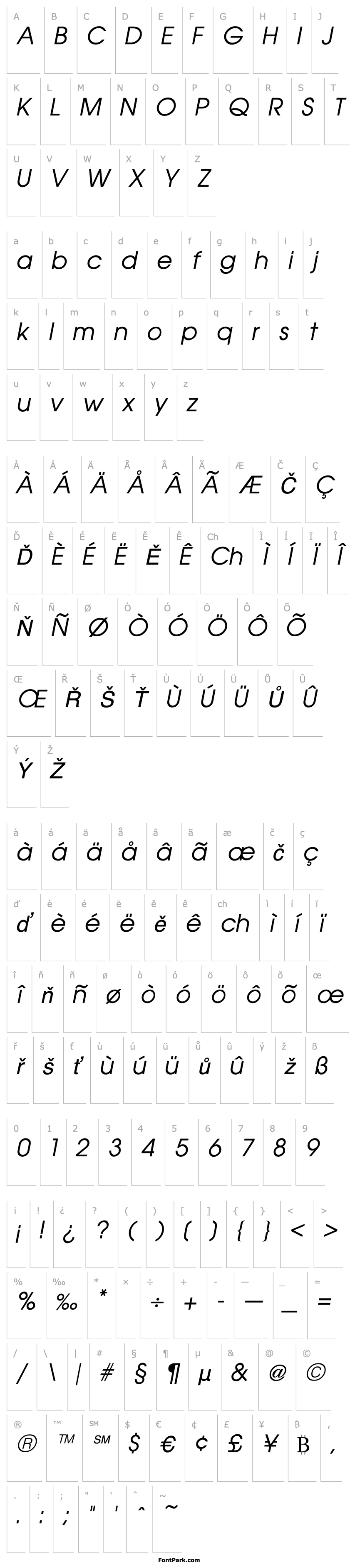 Přehled Avant Italic