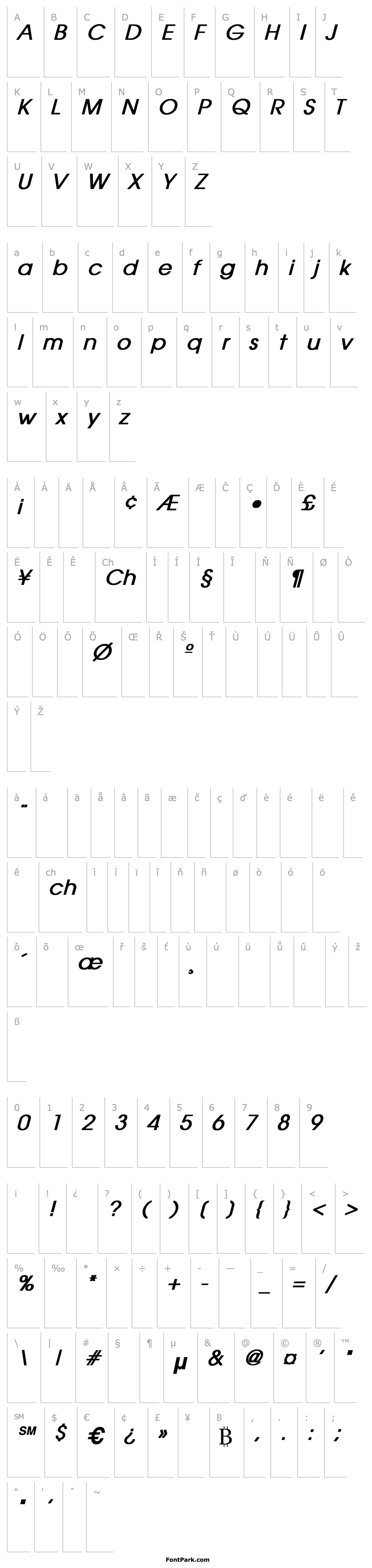 Overview AvantGarde Bold Italic