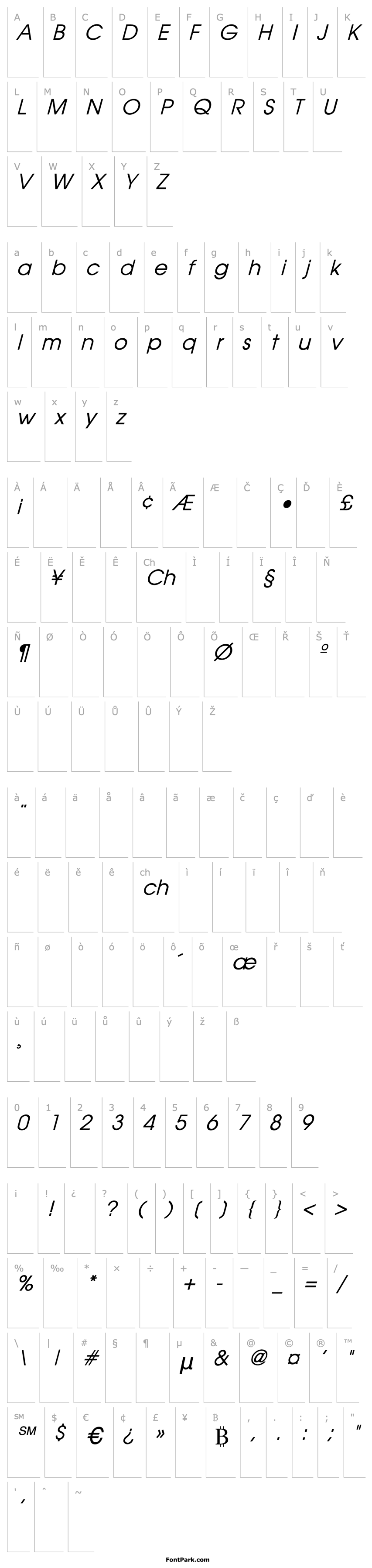 Overview AvantGarde Italic