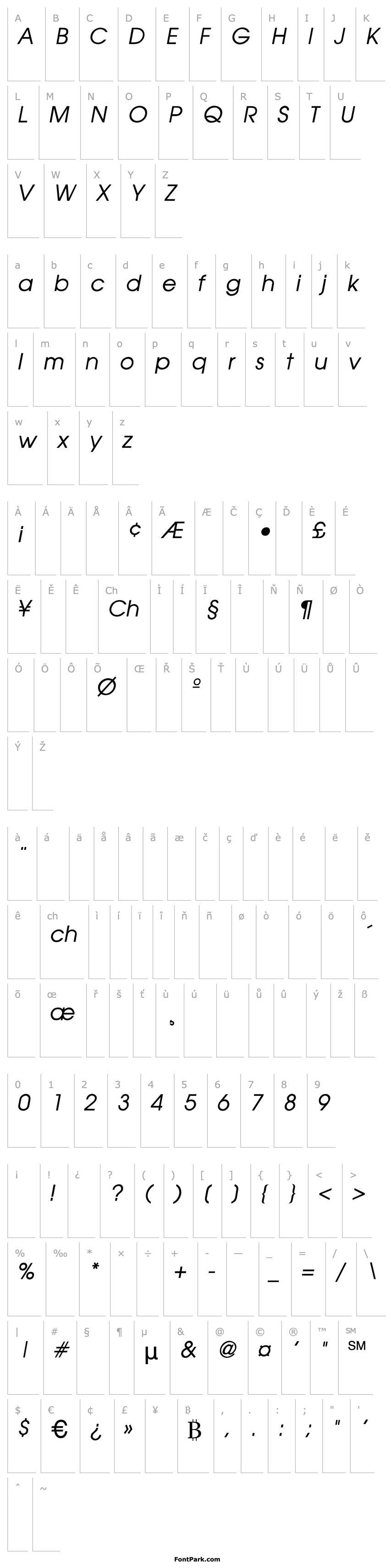 Overview AvantGarde-Thin-Italic