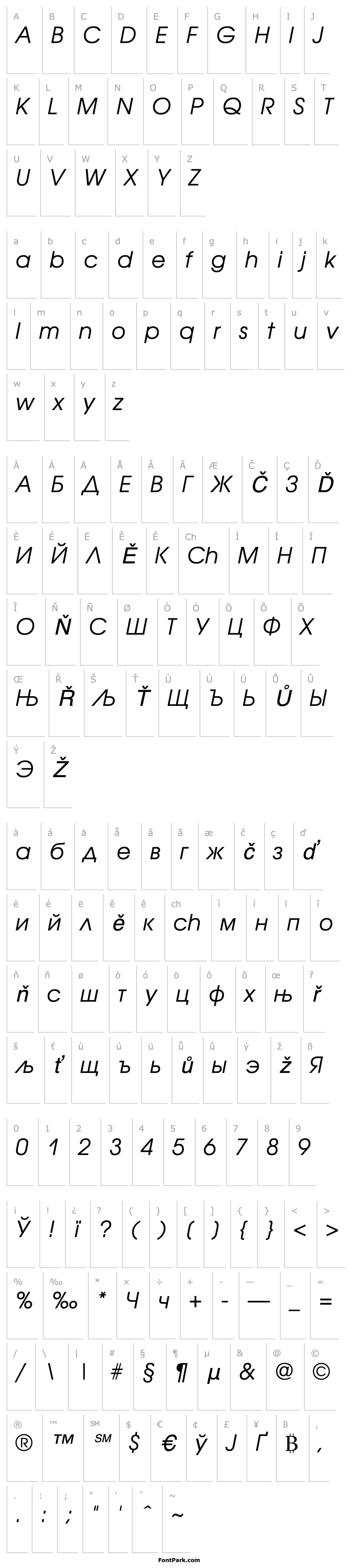 Overview AvantGardeCTT Italic