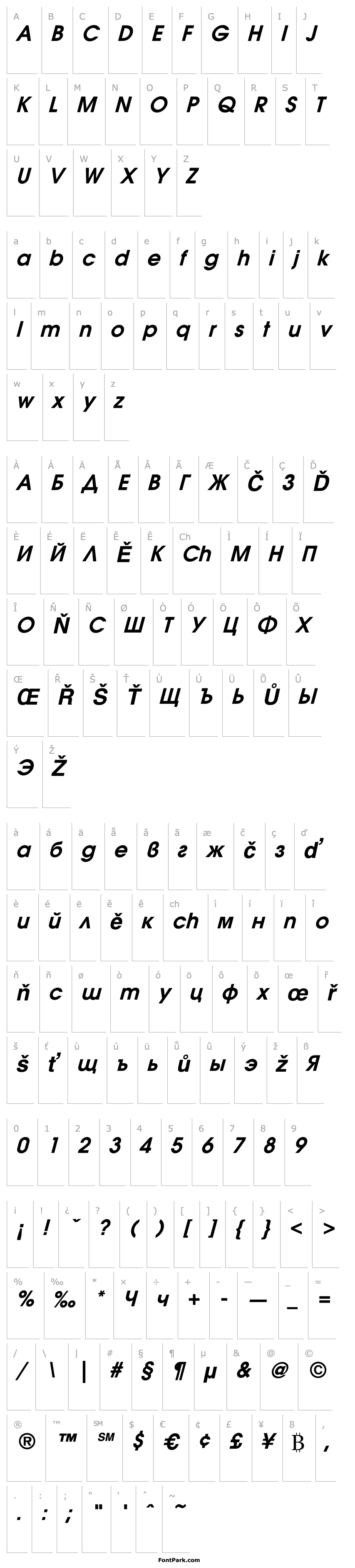 Přehled Avanti Bold Italic