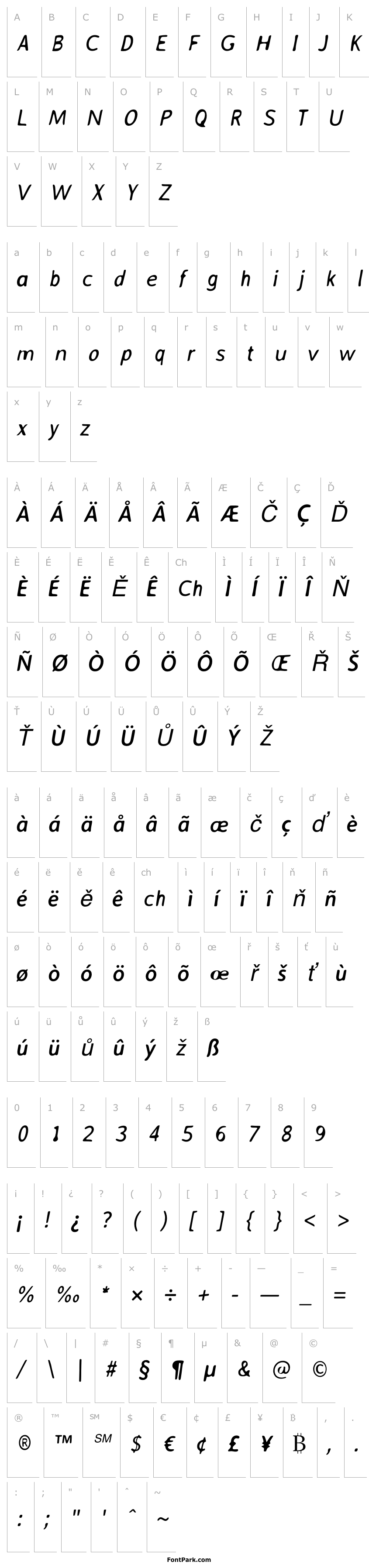 Přehled AveriaSans-Italic