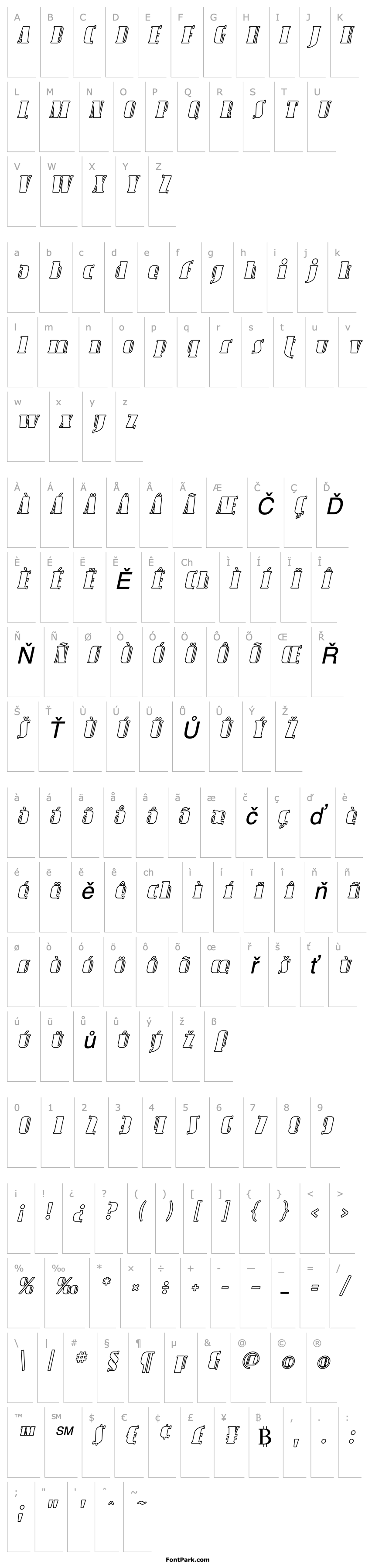 Přehled Avondale Outline Italic