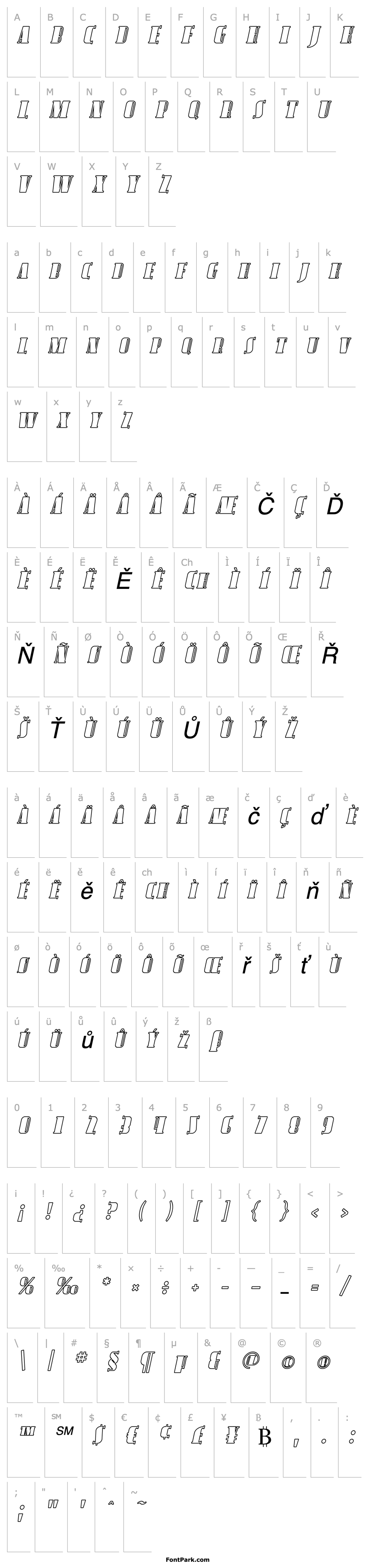 Přehled Avondale SC Outline Italic