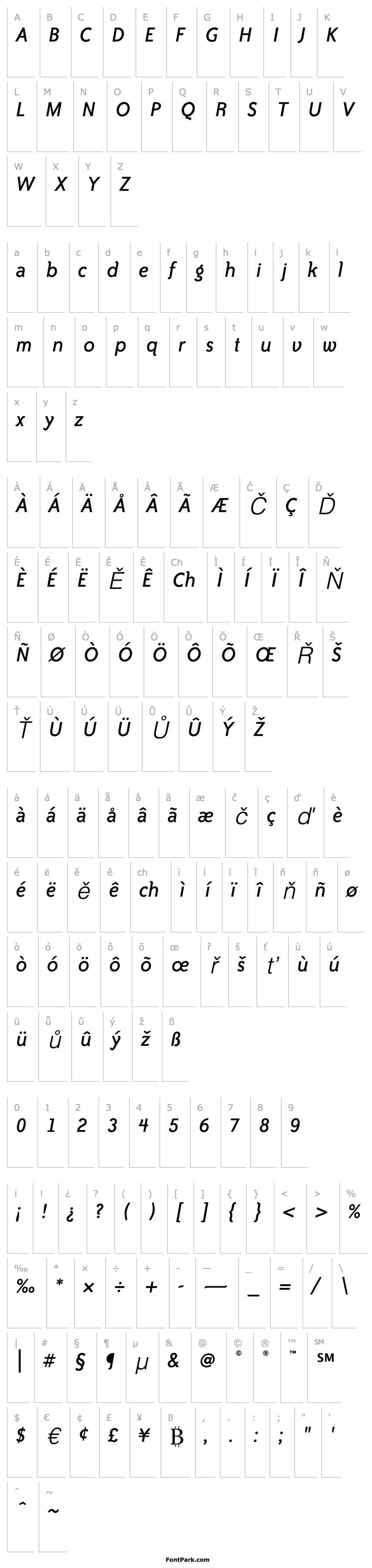 Přehled BaileySansITC-BookItalic