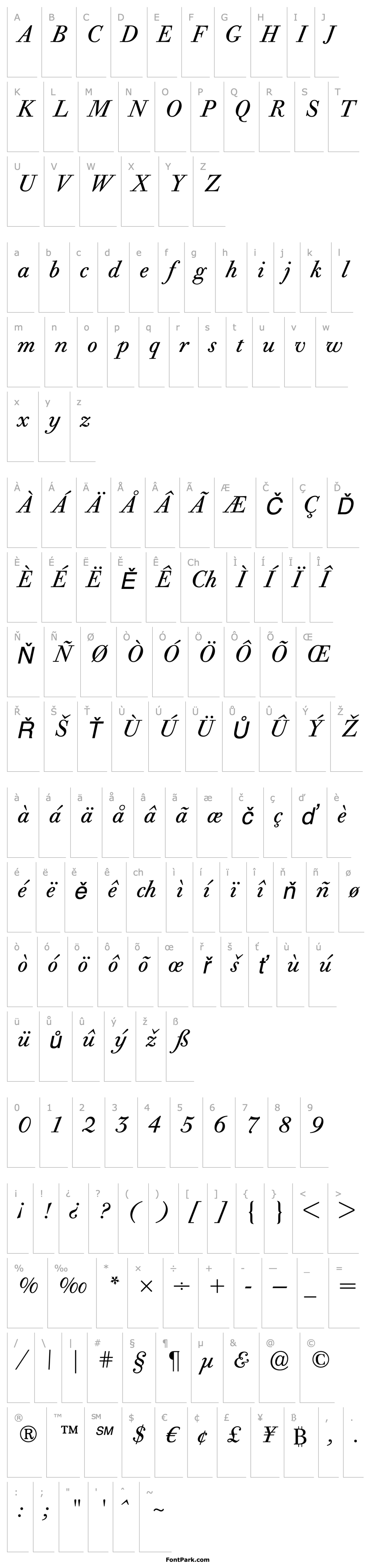 Overview BodoniOldFaceBE-Italic