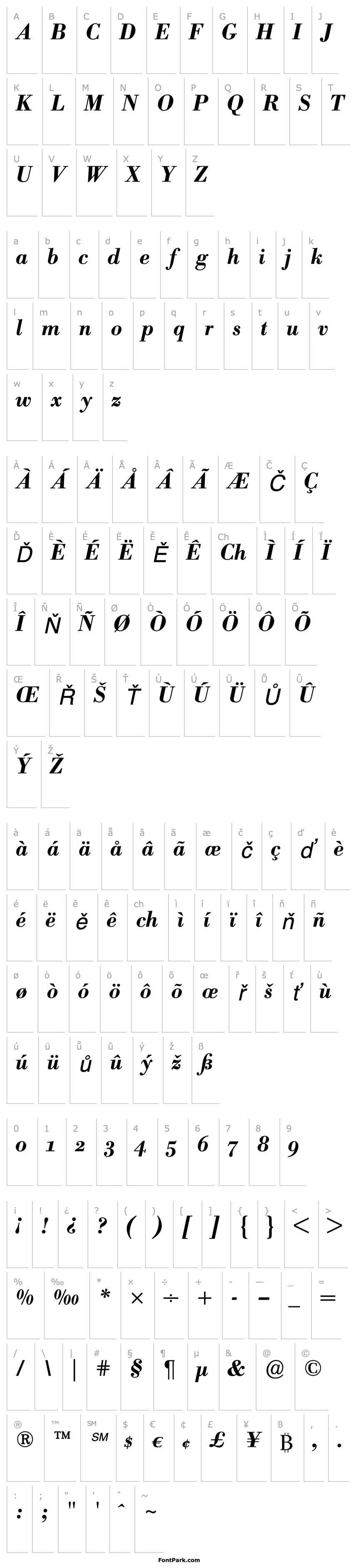 Přehled BodoniBE-MediumItalicOsF