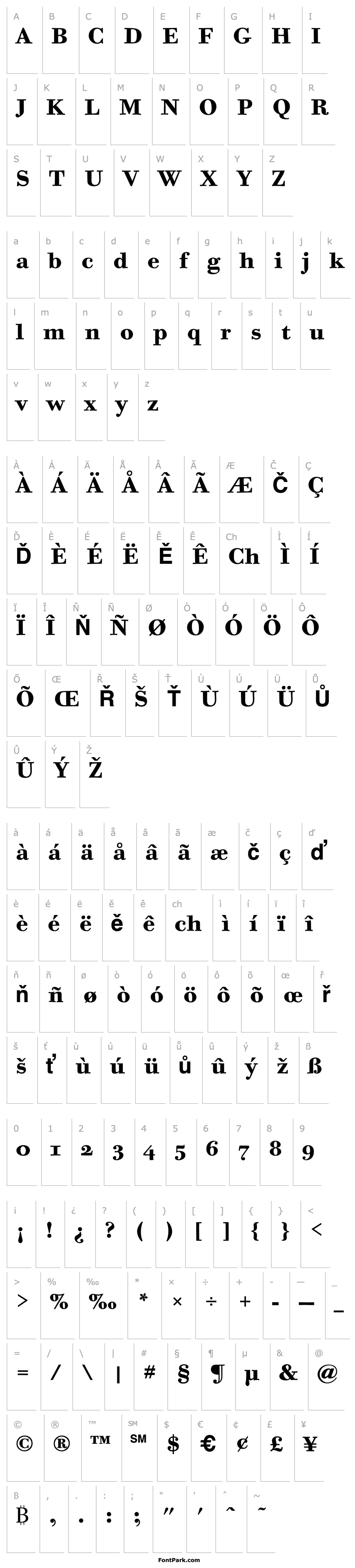 Přehled Bodoni Six OS ITC TT Bold