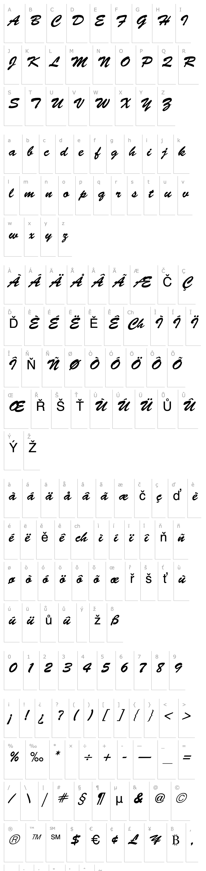 Přehled Brush Script Regular