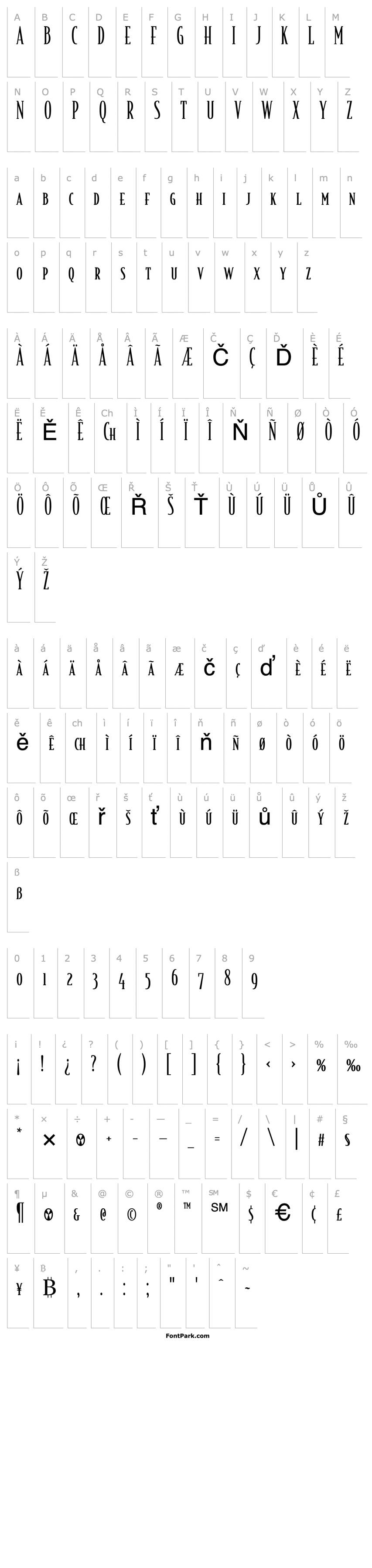 Přehled BodegaSerif LightSmallcaps