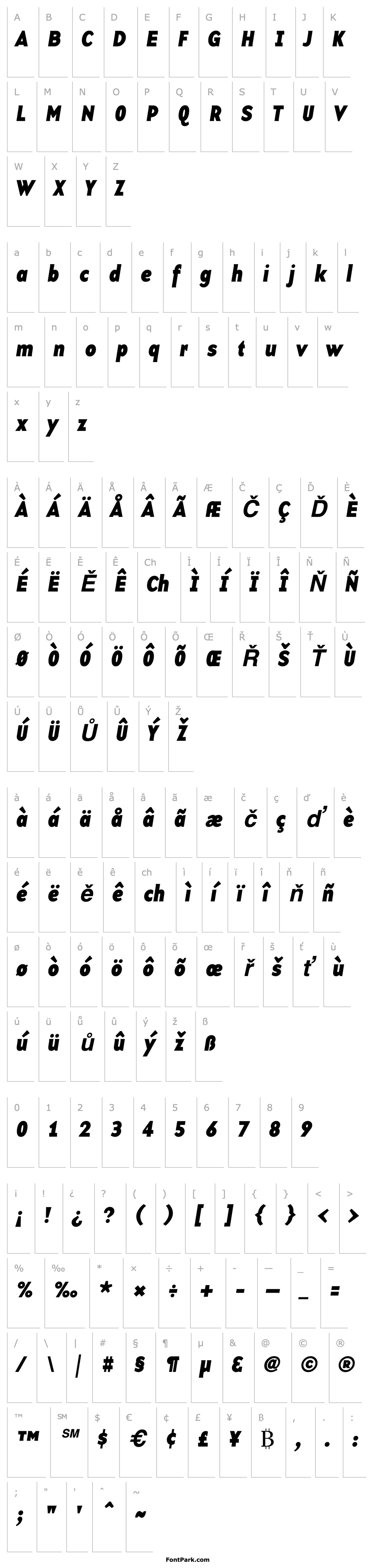 Přehled BaseTwelveSans, Bold Italic  