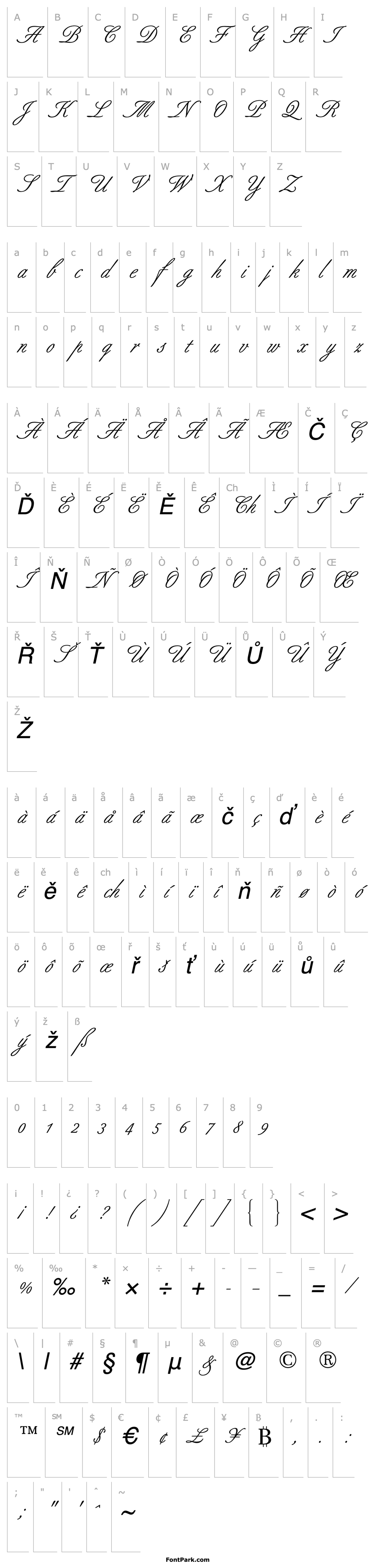 Overview Berthold-Script Regular